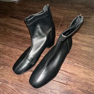 Women's Black Leather Ankle Boots